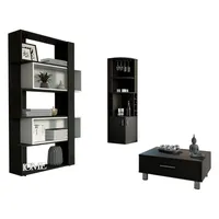 Combo Mesa De Centro +Bar Esquinero +Biblioteca Cubo Beijing -Wengue