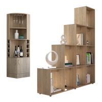 Combo Bar Esquinero + Biblioteca Escalera Beijing Rovere