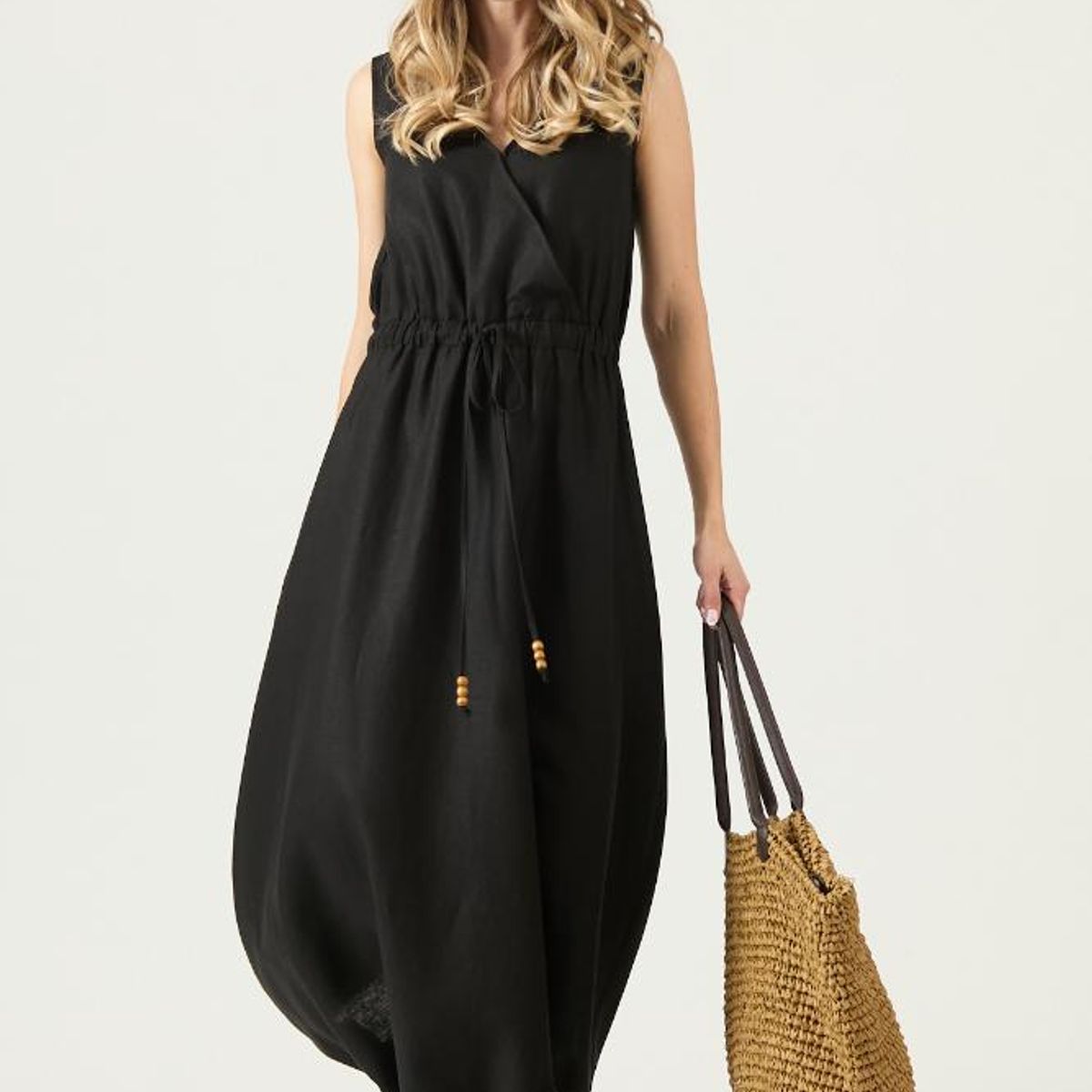 PRIVILEGE - Vestido con linen blend negro PRIVILEGE 3245