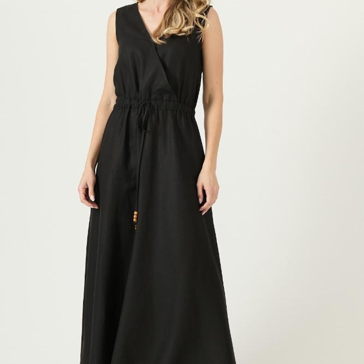 PRIVILEGE - Vestido con linen blend negro PRIVILEGE 3245