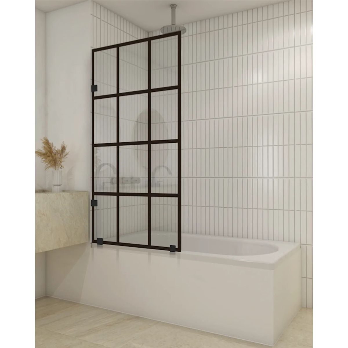 DELL ORTO - Shower Door vidrio templado con Impresión Digital 90x150 cm Herraje negro - Varese