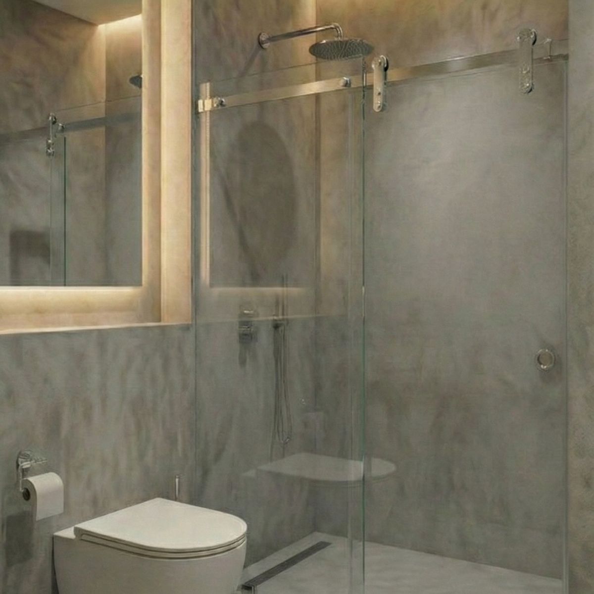 DELL ORTO - Shower door corredera vidrio templado ancho ajustable 120-130 x 190 cm Satinado - Scala