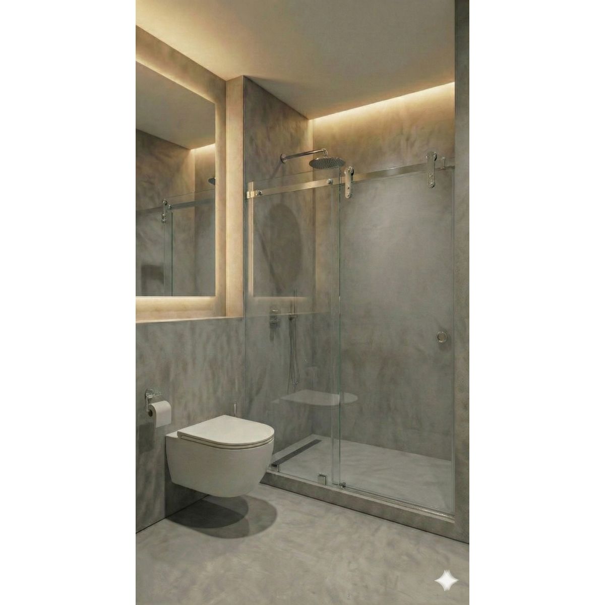 DELL ORTO - Shower door corredera vidrio templado ancho ajustable 120-130 x 190 cm Satinado - Scala