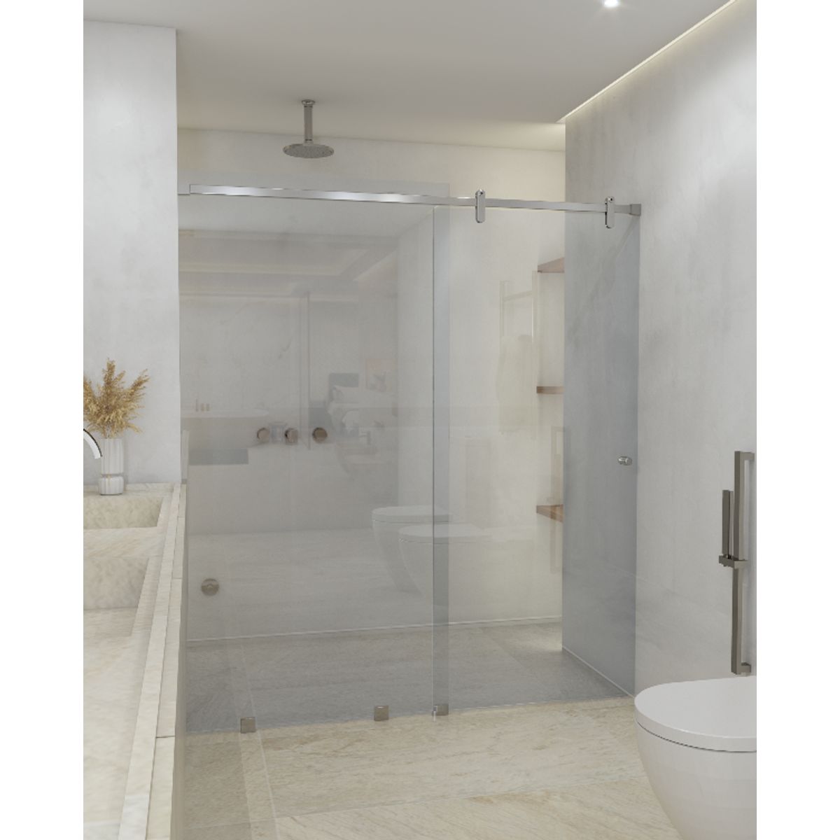 DELL ORTO - Shower door corredera vidrio templado ancho ajustable 130-140 x 190 cm Satinado Scala