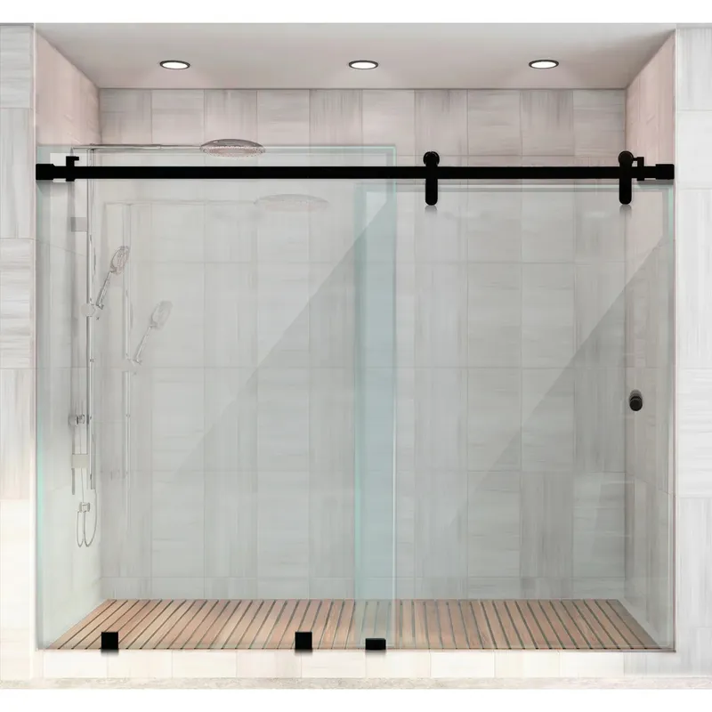 DELL ORTO - Shower door corredera vidrio templado ancho ajustable 130-140 x 190 cm Negro Scala