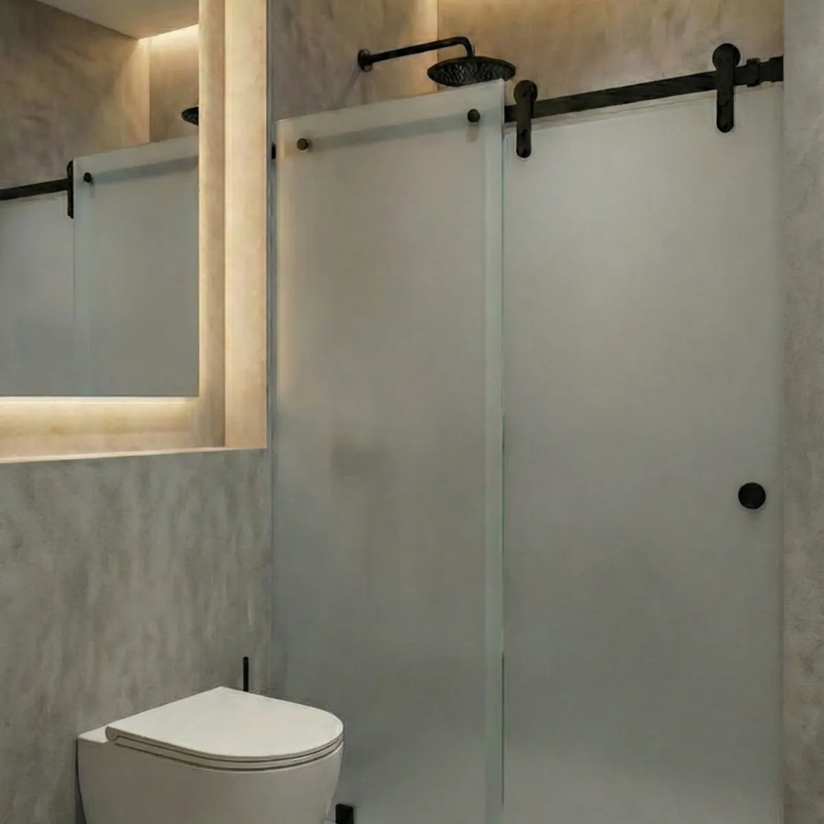 DELL ORTO - Shower Door Corredero 8 mm Empavonado Ancho ajustable 160-170 x 190 cm Negro  Ravella