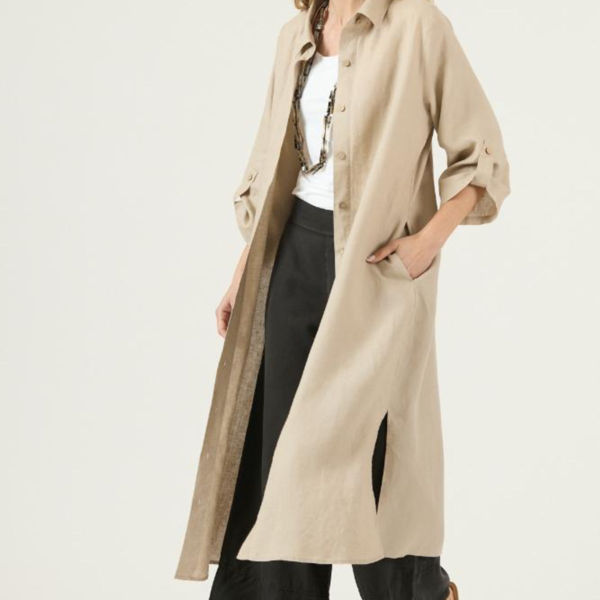 PRIVILEGE - Vestido de lino beige PRIVILEGE 3253