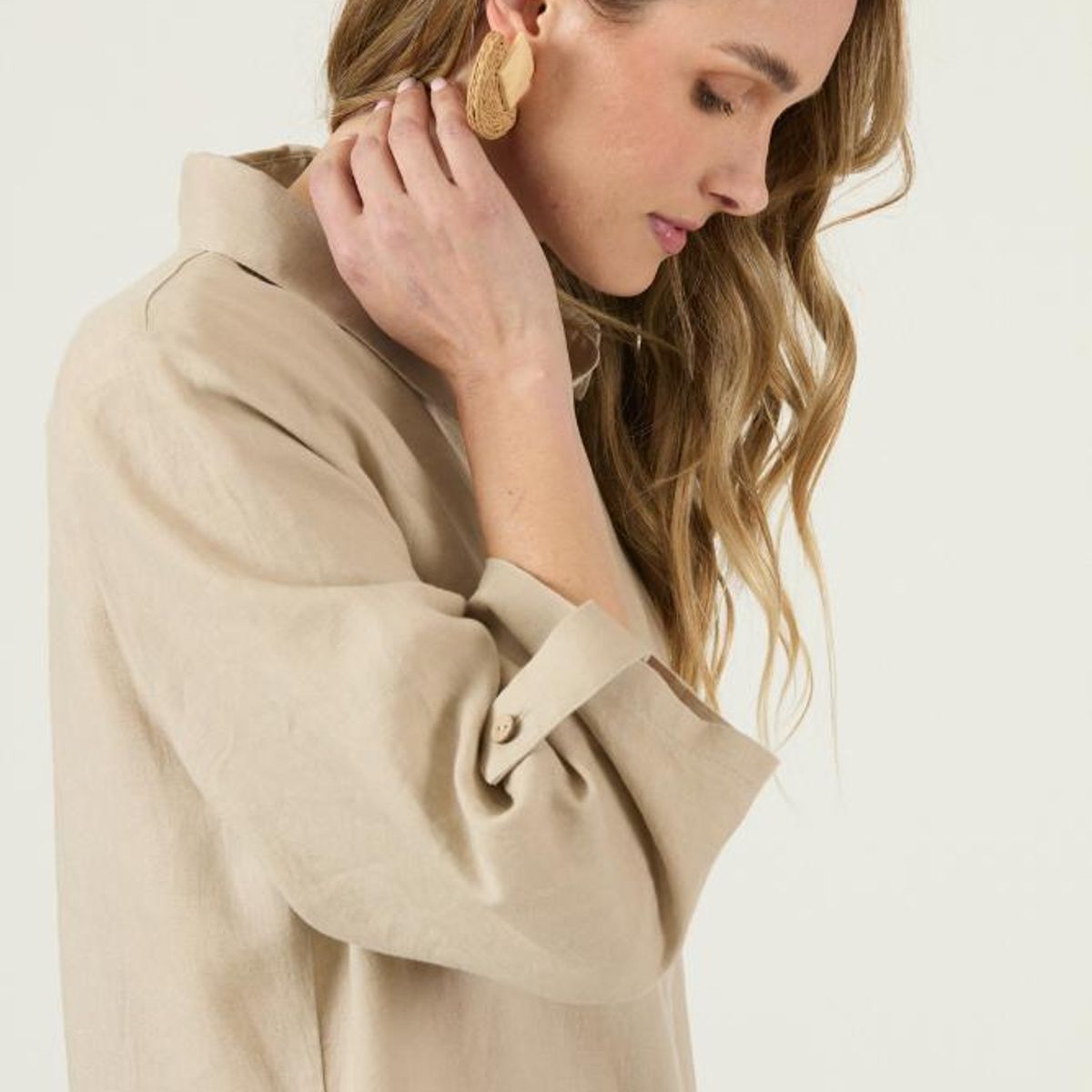 PRIVILEGE - Vestido de lino beige PRIVILEGE 3253