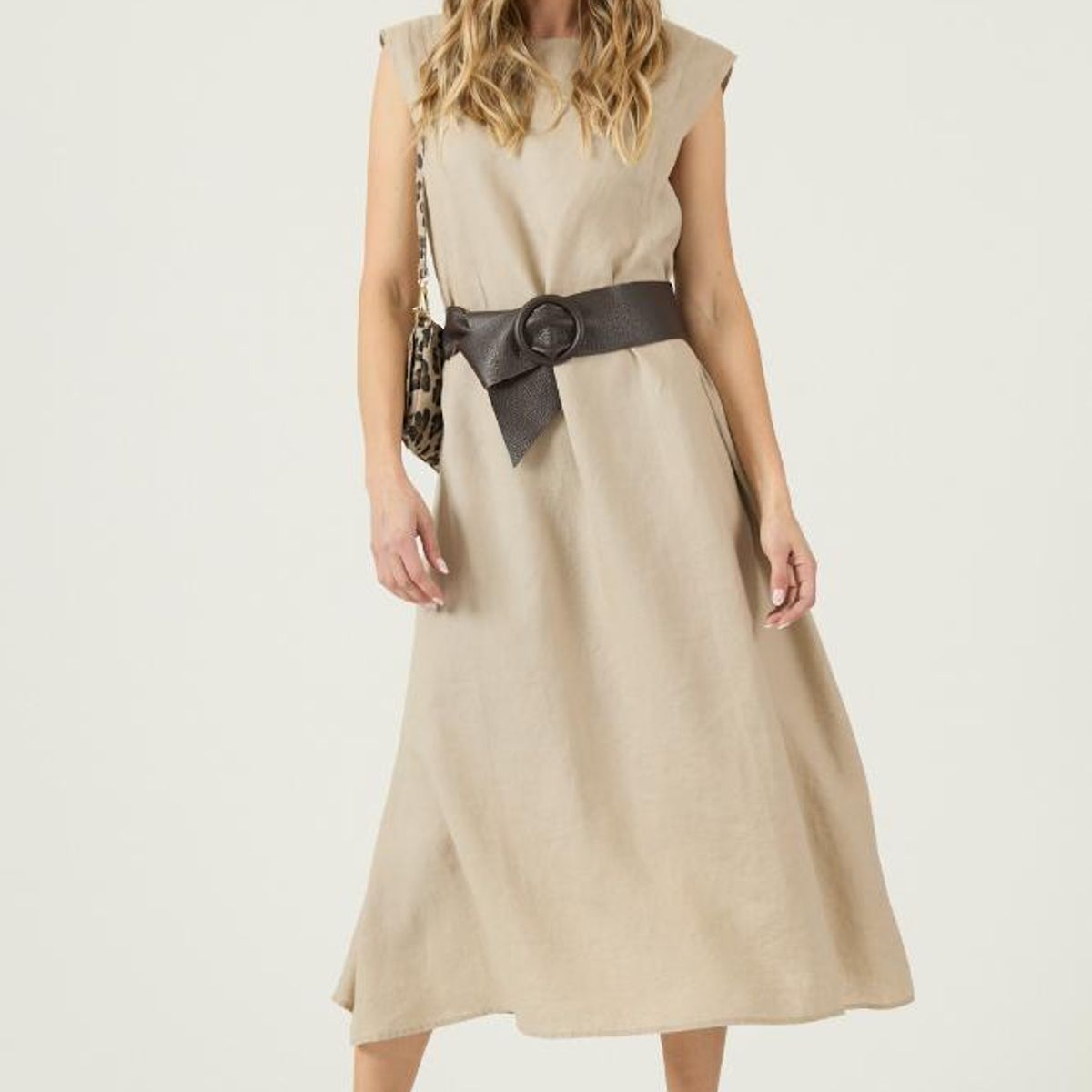 PRIVILEGE - Vestido de lino beige PRIVILEGE 3257