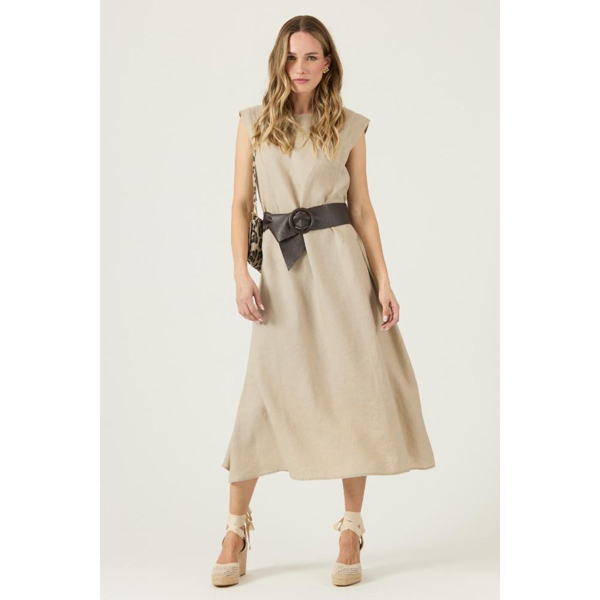 PRIVILEGE - Vestido de lino beige PRIVILEGE 3257