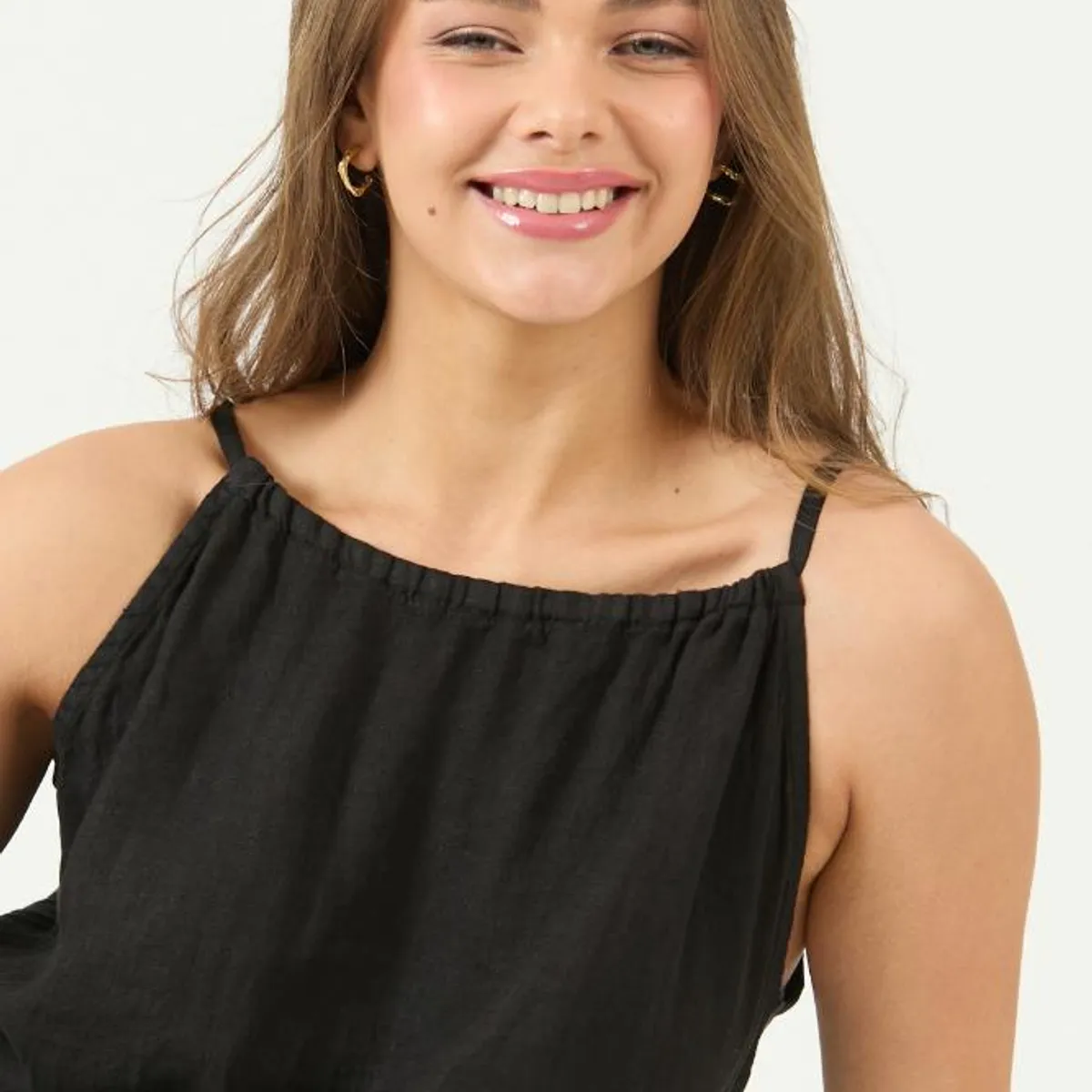 PRIVILEGE - Vestido de lino negro PRIVILEGE 3454