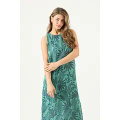 PRIVILEGE - Vestido de lino azul estampado 3458