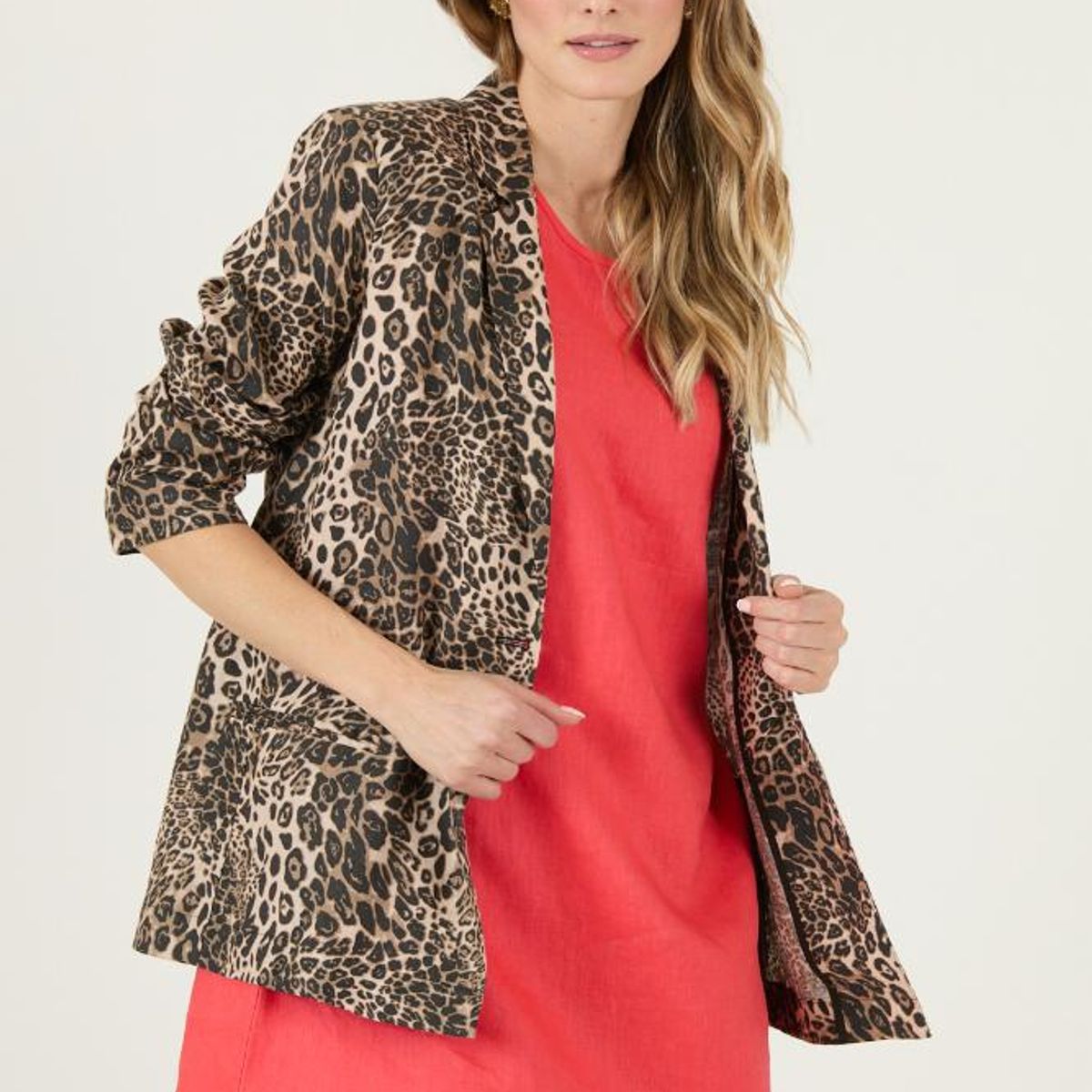 PRIVILEGE - Vestido de lino coral PRIVILEGE 3249