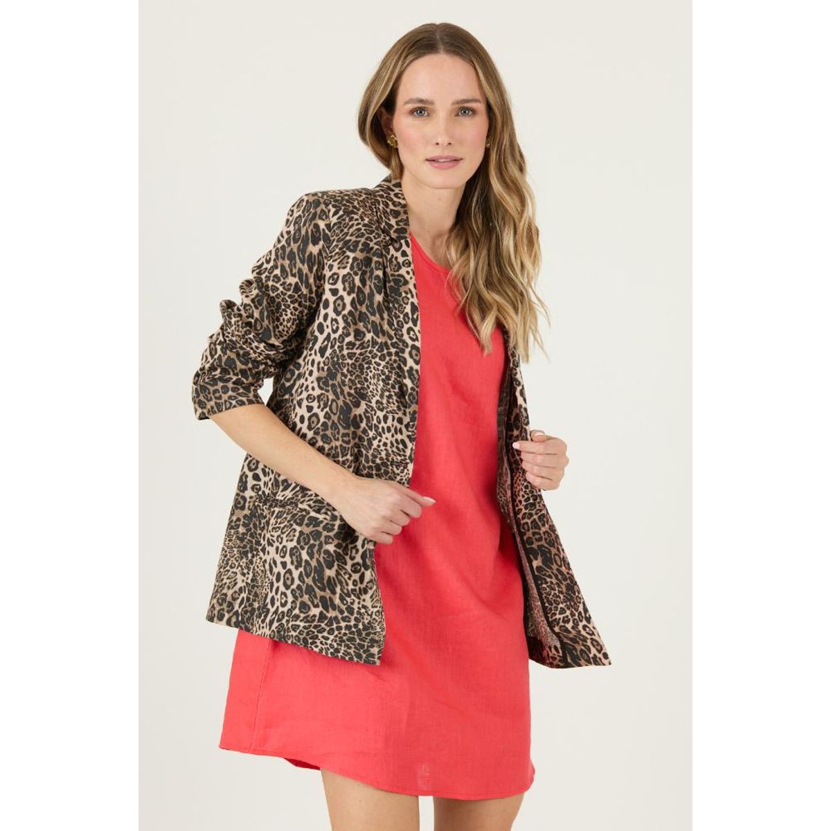 PRIVILEGE - Vestido de lino coral PRIVILEGE 3249