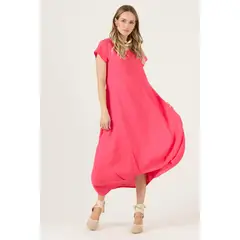 PRIVILEGE - Vestido de lino fucsia 3263