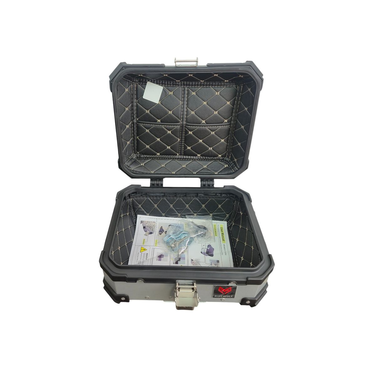 GENERICO - Maleta RIDEWOLF 0712-28 Top Case 28 Litros Plata para Moto