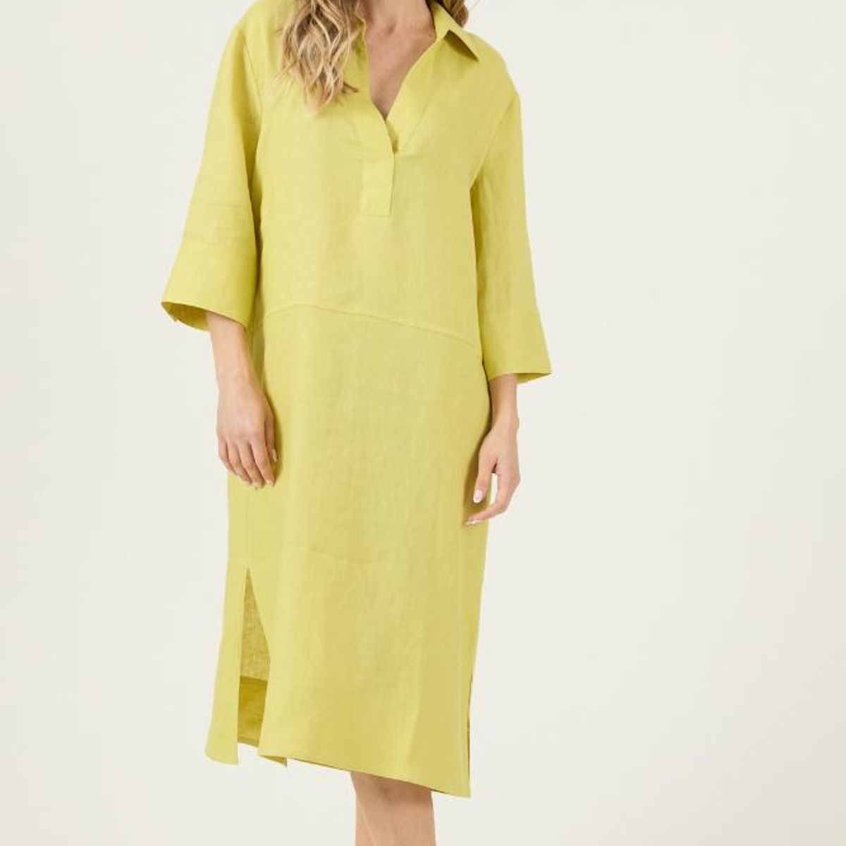 PRIVILEGE - Vestido de lino lima PRIVILEGE 3251