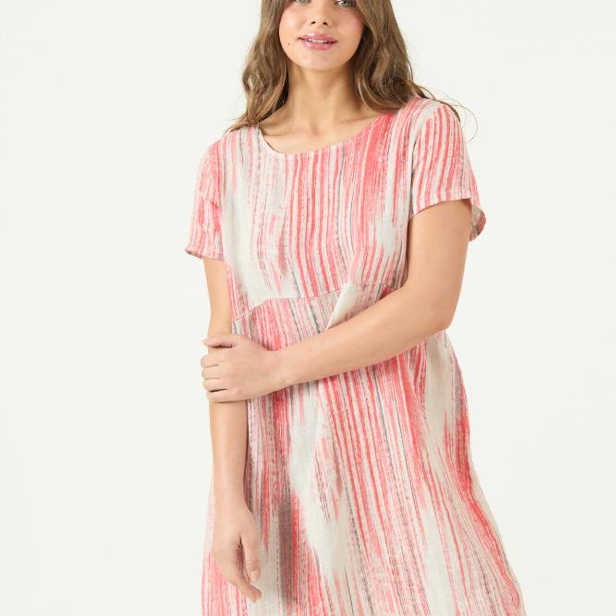 PRIVILEGE - Vestido de lino rojo estampado PRIVILEGE 3468