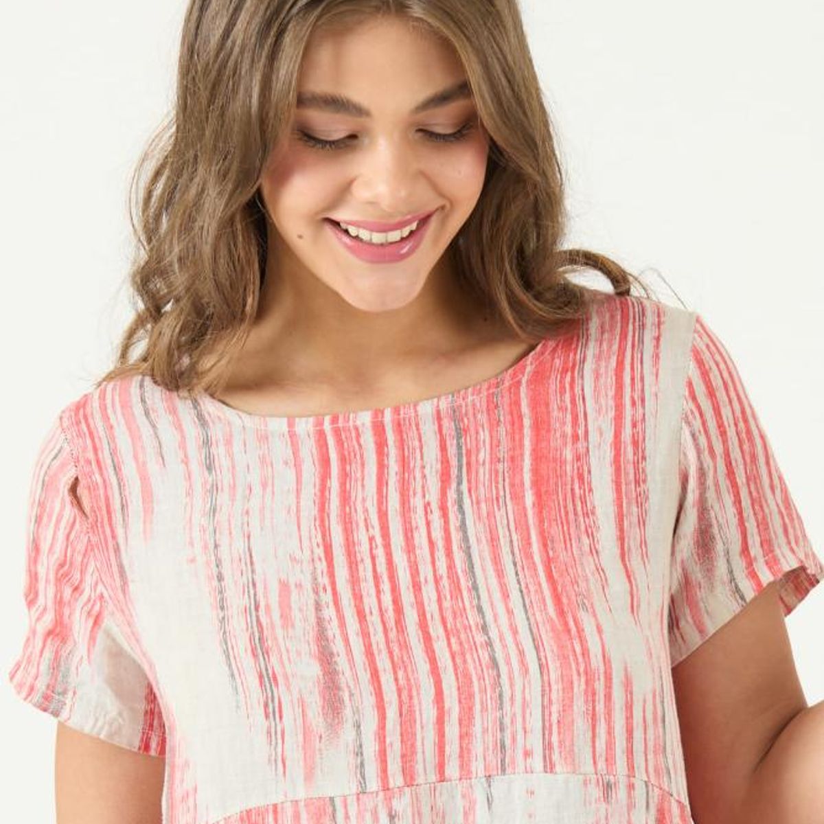 PRIVILEGE - Vestido de lino rojo estampado PRIVILEGE 3468