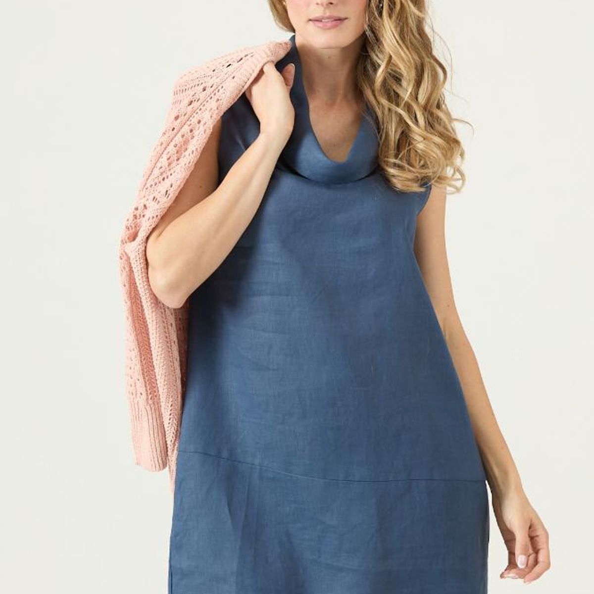 PRIVILEGE - Vestido de lino azul PRIVILEGE 3265