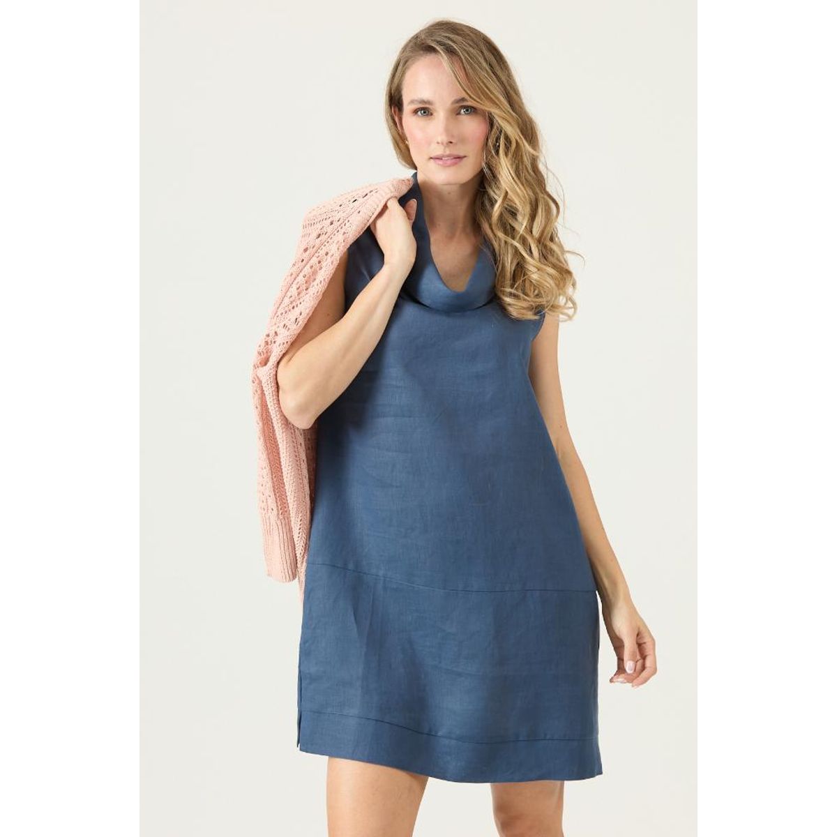 PRIVILEGE - Vestido de lino azul PRIVILEGE 3265