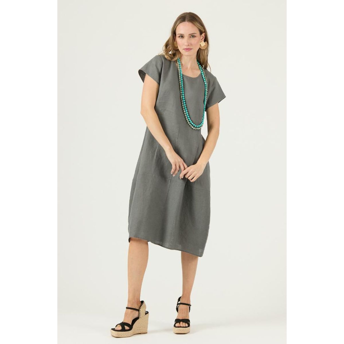 PRIVILEGE - Vestido de lino gris PRIVILEGE 3261