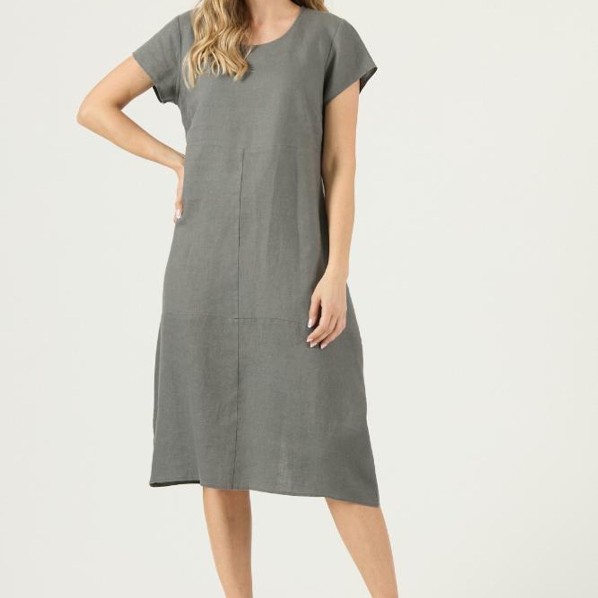 PRIVILEGE - Vestido de lino gris PRIVILEGE 3261