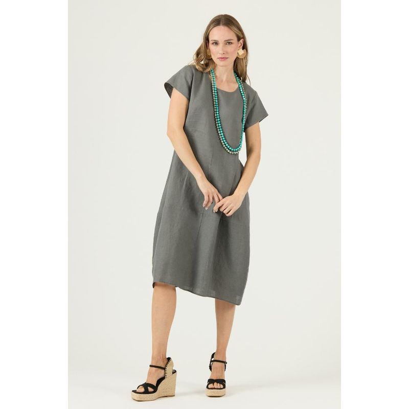 PRIVILEGE - Vestido de lino gris PRIVILEGE 3261