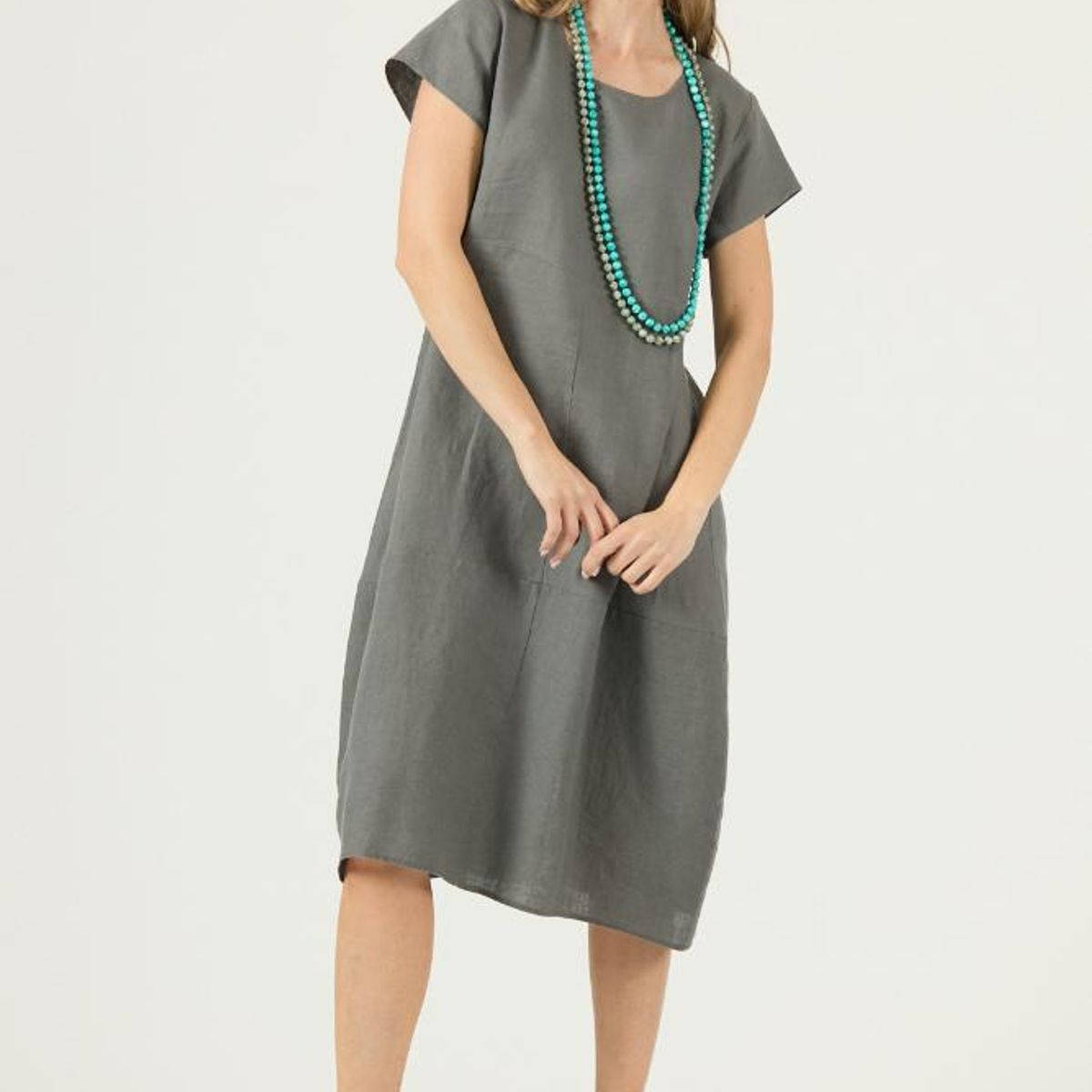 PRIVILEGE - Vestido de lino gris PRIVILEGE 3261