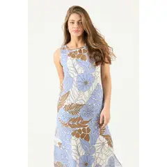 PRIVILEGE - Vestido de lino lila estampado 3459