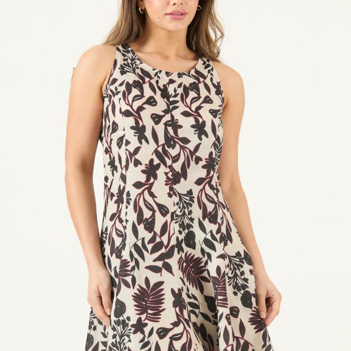 PRIVILEGE - Vestido de lino negro estampado PRIVILEGE 3455