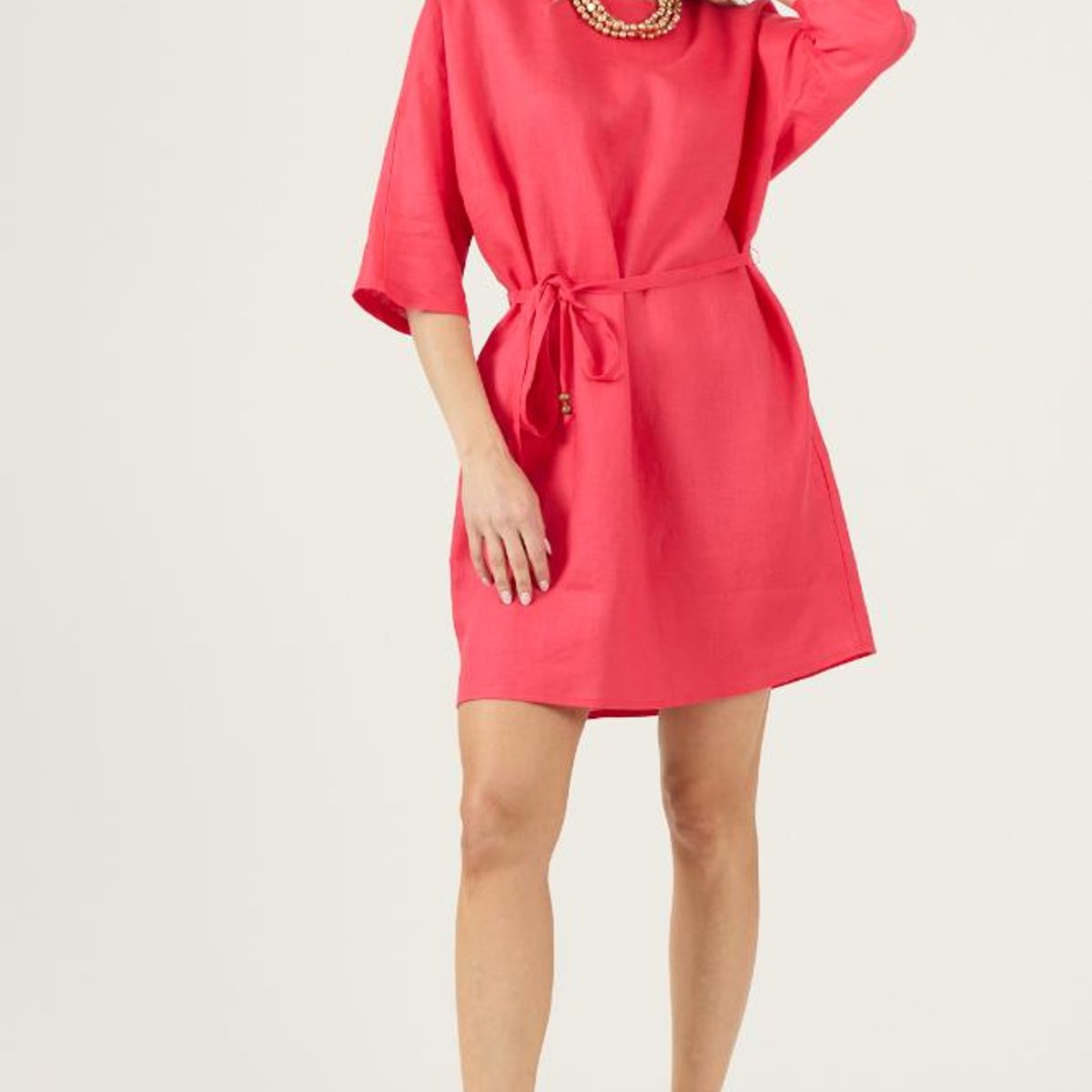 PRIVILEGE - Vestido de lino rojo PRIVILEGE 3270