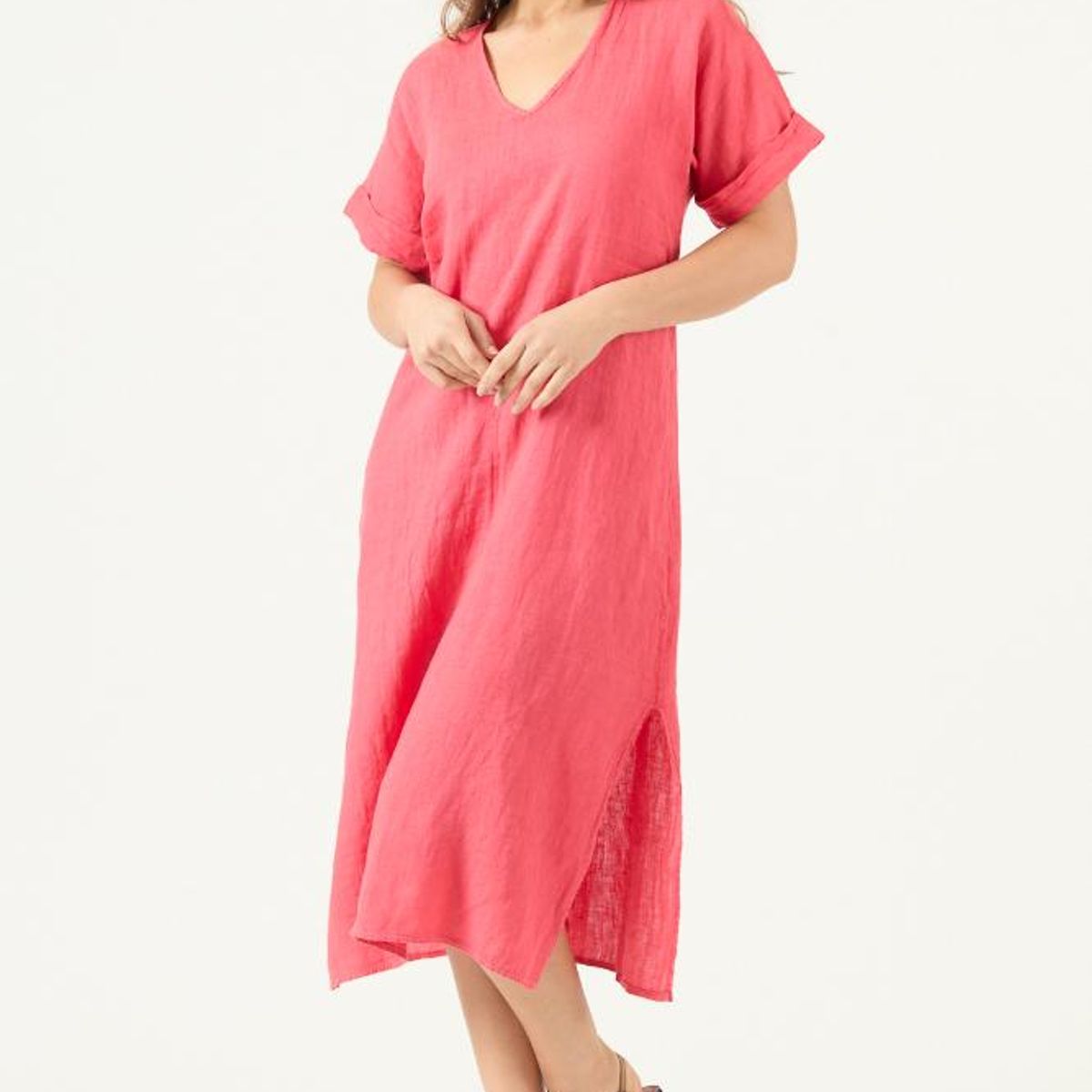 PRIVILEGE - Vestido de lino rojo PRIVILEGE 3450