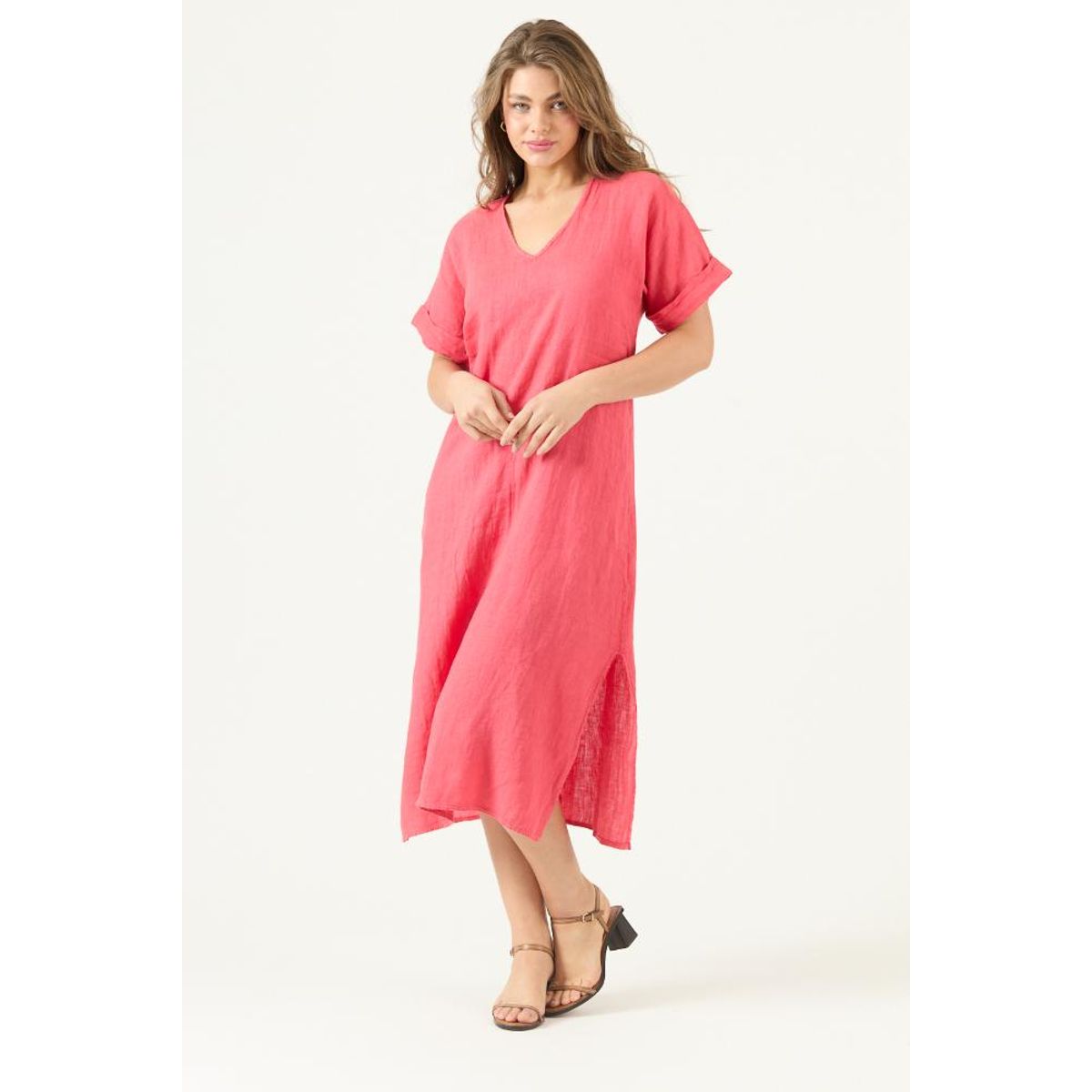 PRIVILEGE - Vestido de lino rojo PRIVILEGE 3450