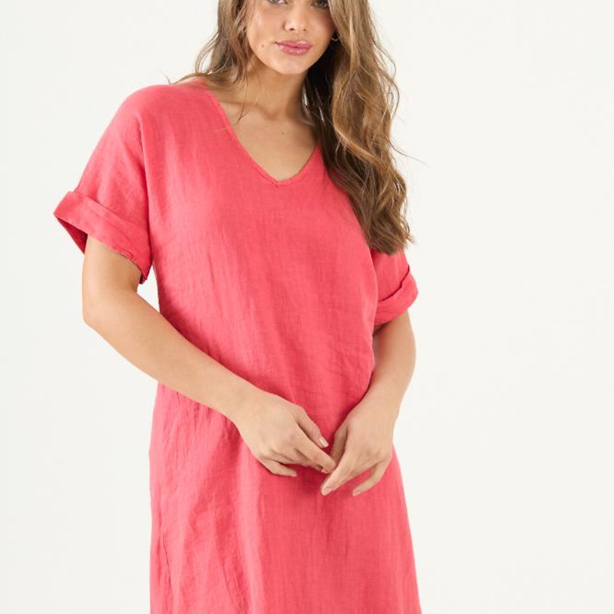 PRIVILEGE - Vestido de lino rojo PRIVILEGE 3450