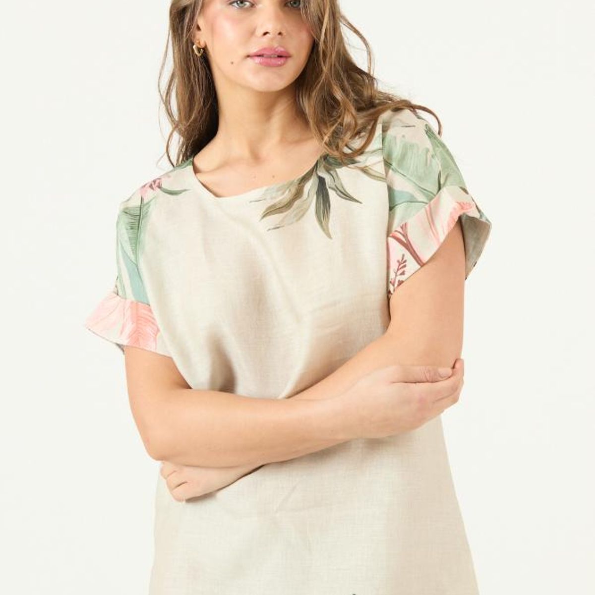 PRIVILEGE - Vestido de lino vison estampado PRIVILEGE 3449