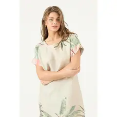 PRIVILEGE - Vestido de lino vison estampado 3449