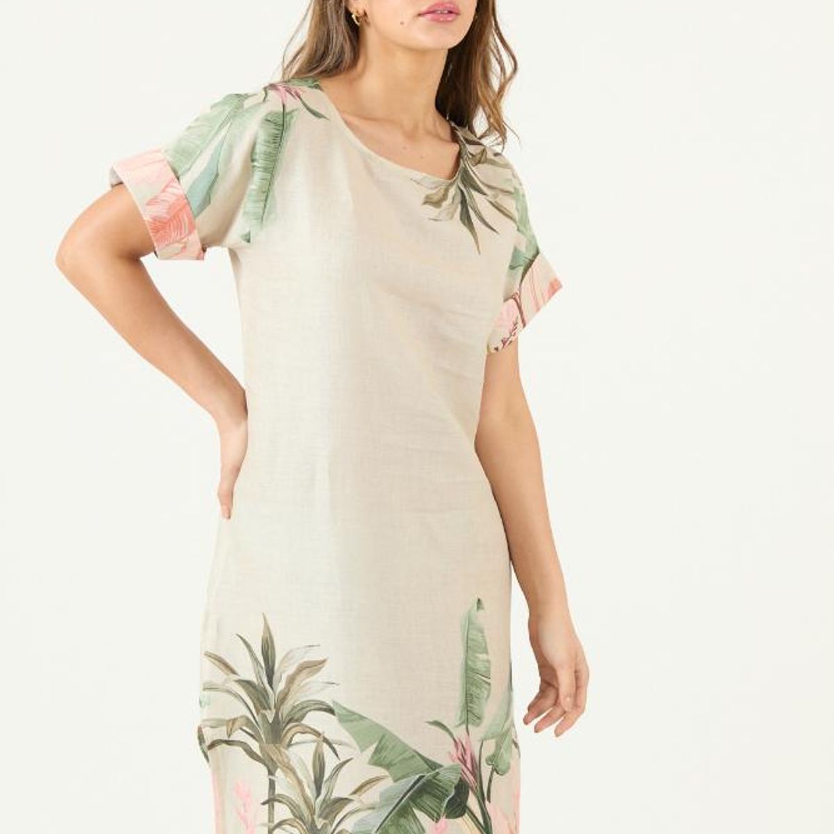 PRIVILEGE - Vestido de lino vison estampado PRIVILEGE 3449