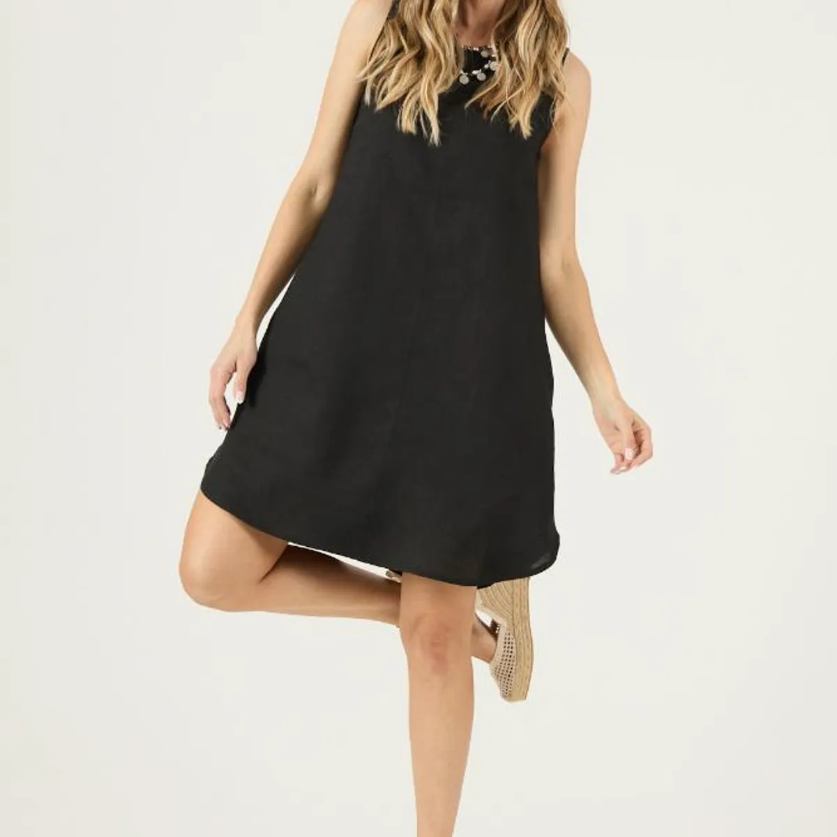 PRIVILEGE - Vestido de lino negro PRIVILEGE 3247