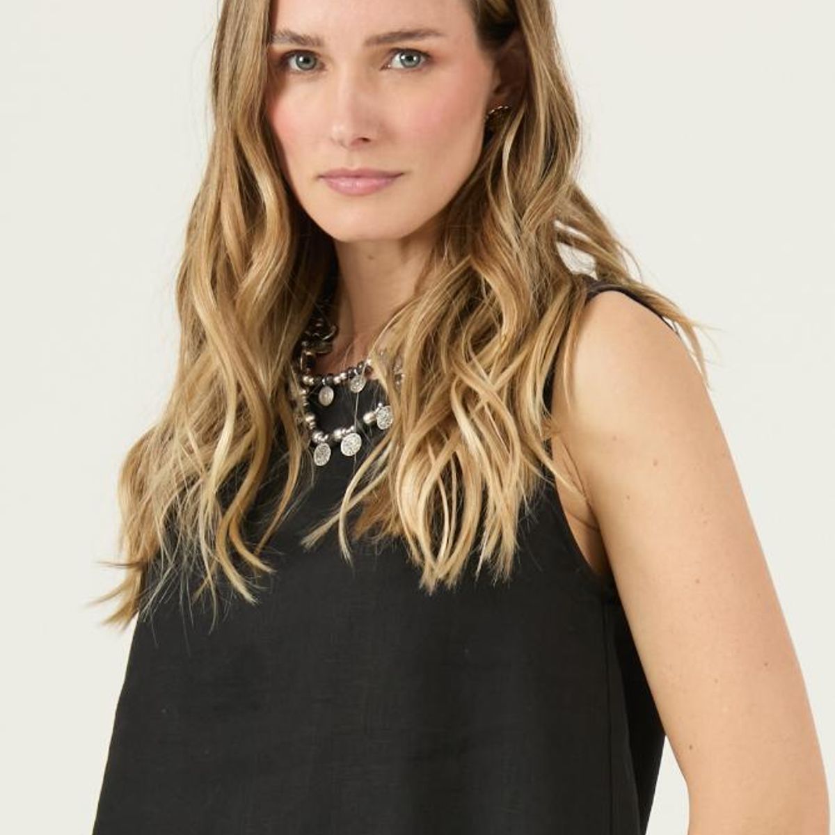 PRIVILEGE - Vestido de lino negro PRIVILEGE 3247