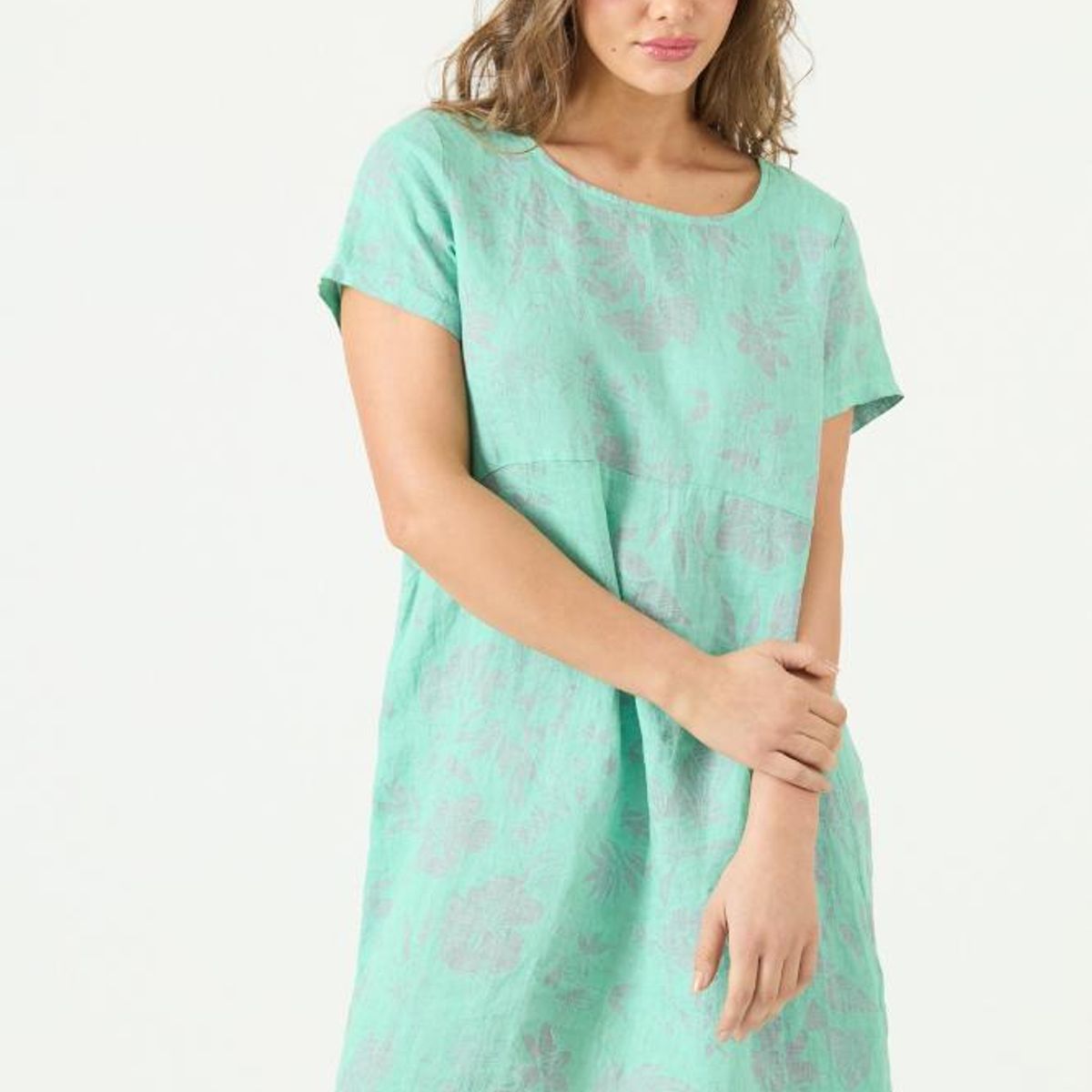 PRIVILEGE - Vestido de lino gris estampado PRIVILEGE 3469