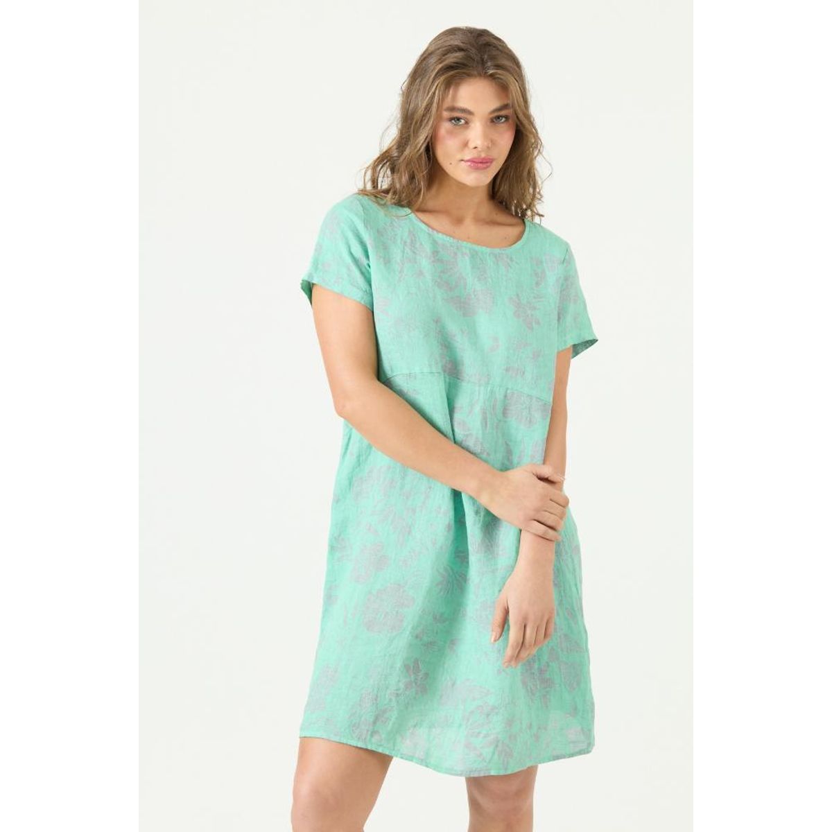 PRIVILEGE - Vestido de lino gris estampado PRIVILEGE 3469