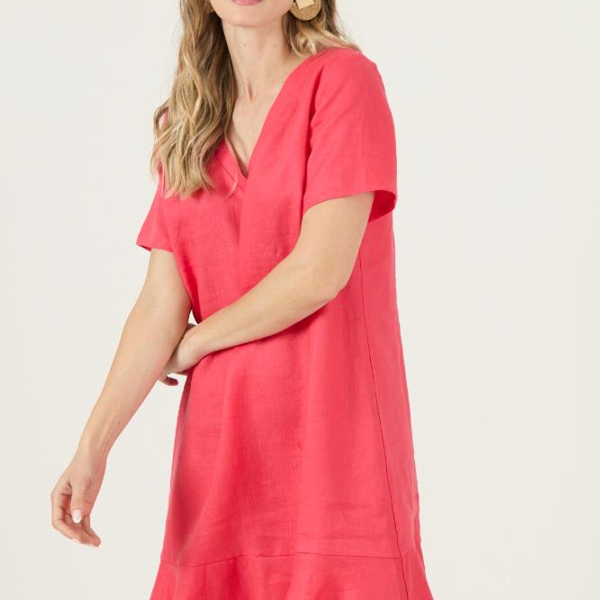 PRIVILEGE - Vestido de lino rojo PRIVILEGE 3267