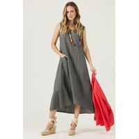 Vestido de lino gris 3255