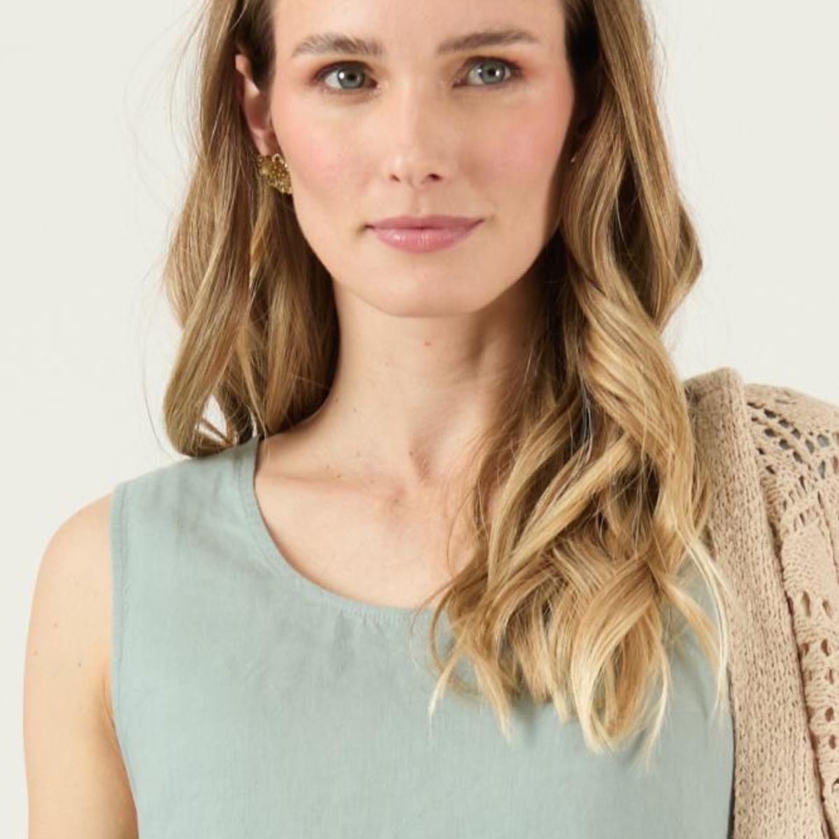 PRIVILEGE - Vestido de lino verde PRIVILEGE 3254