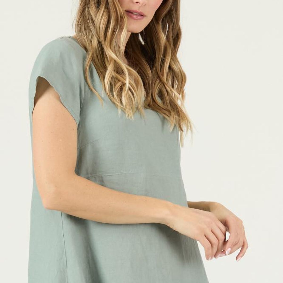 PRIVILEGE - Vestido de lino verde PRIVILEGE 3262