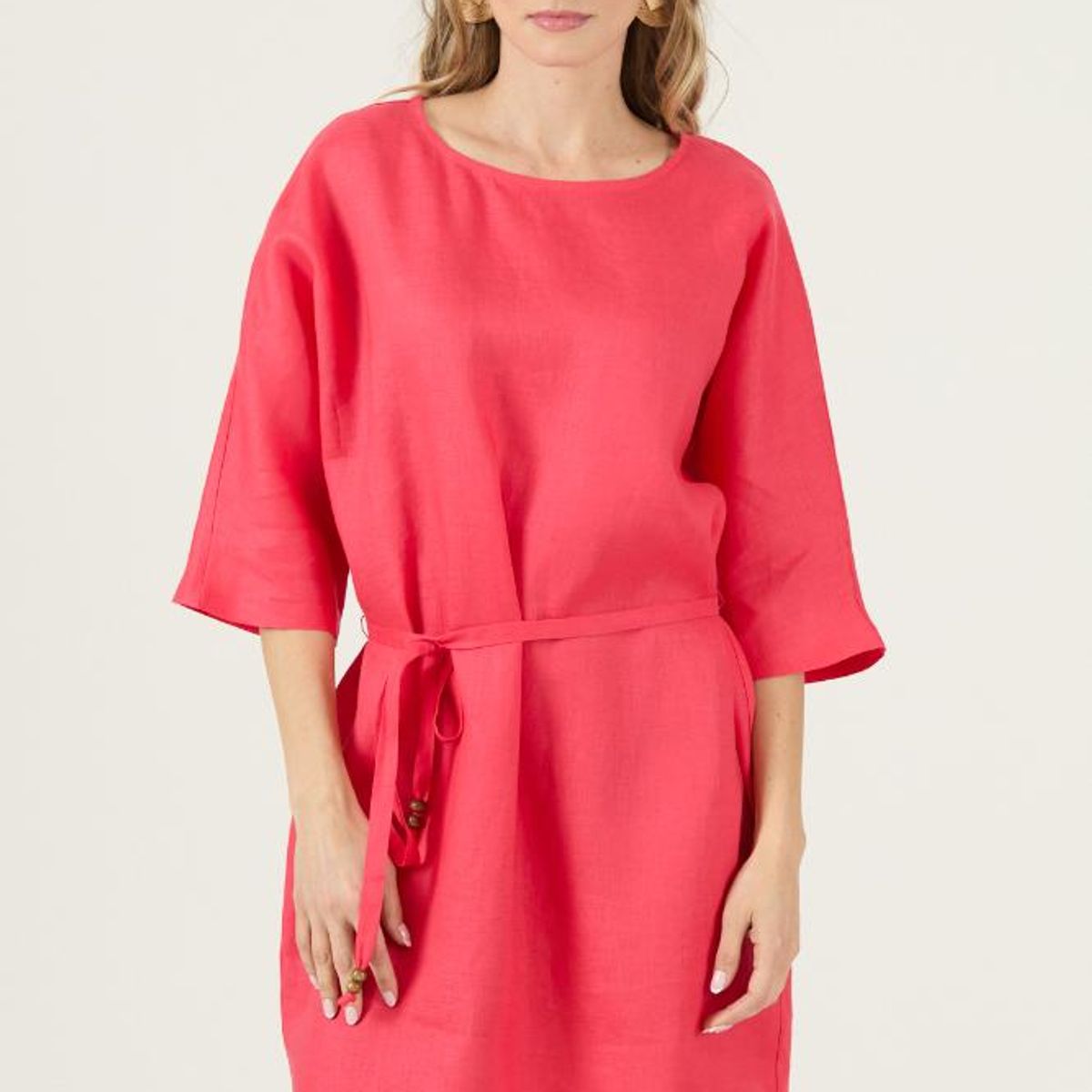 PRIVILEGE - Vestido de lino rojo PRIVILEGE 3270