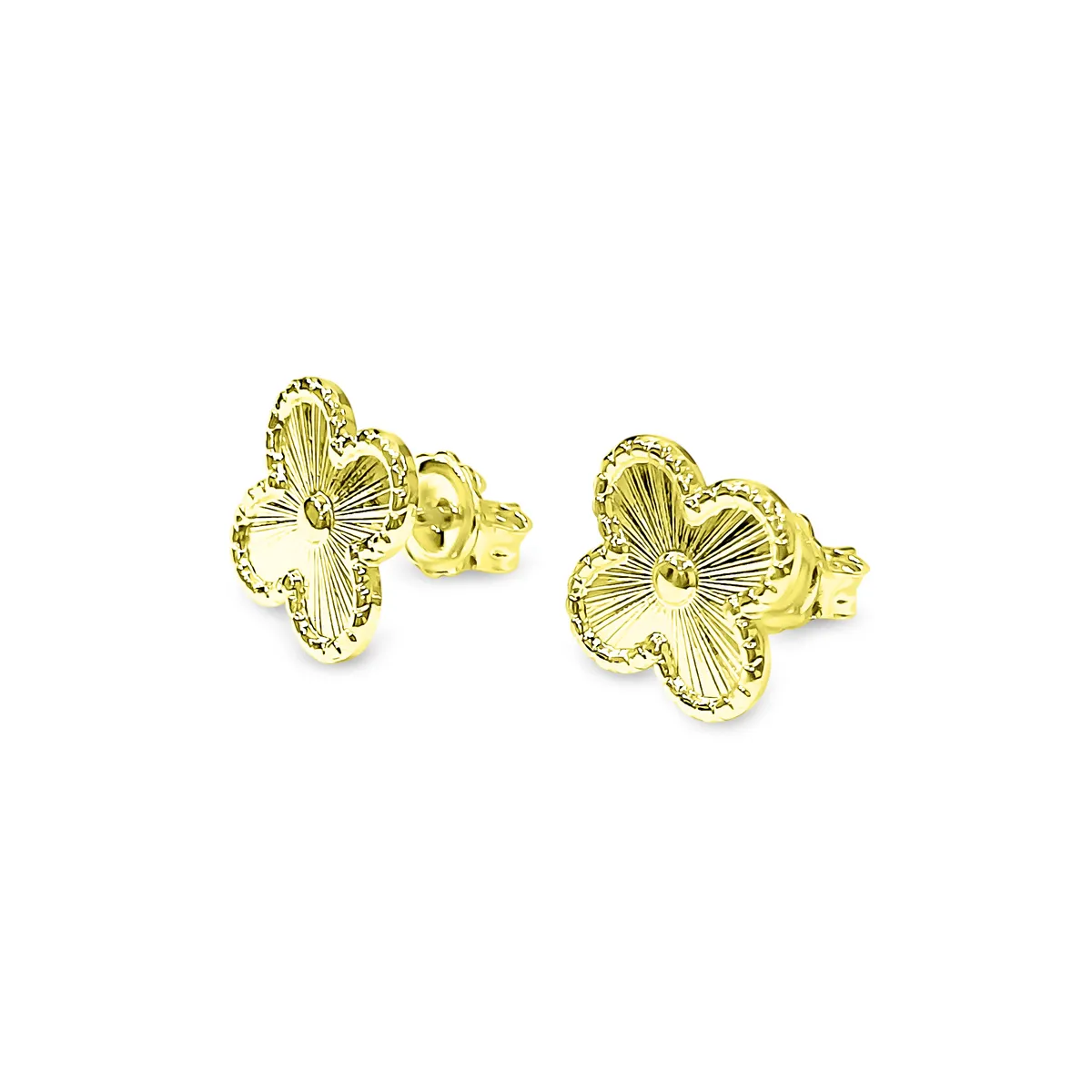 COGGIOLA - Aros Trébol Lámina Satinada Borde Enchapado Oro 18K