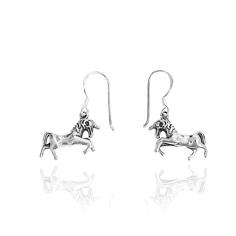 Aros Unicornio Colgante Gancho Plata Fina 925 Plateado TALLA UNICA