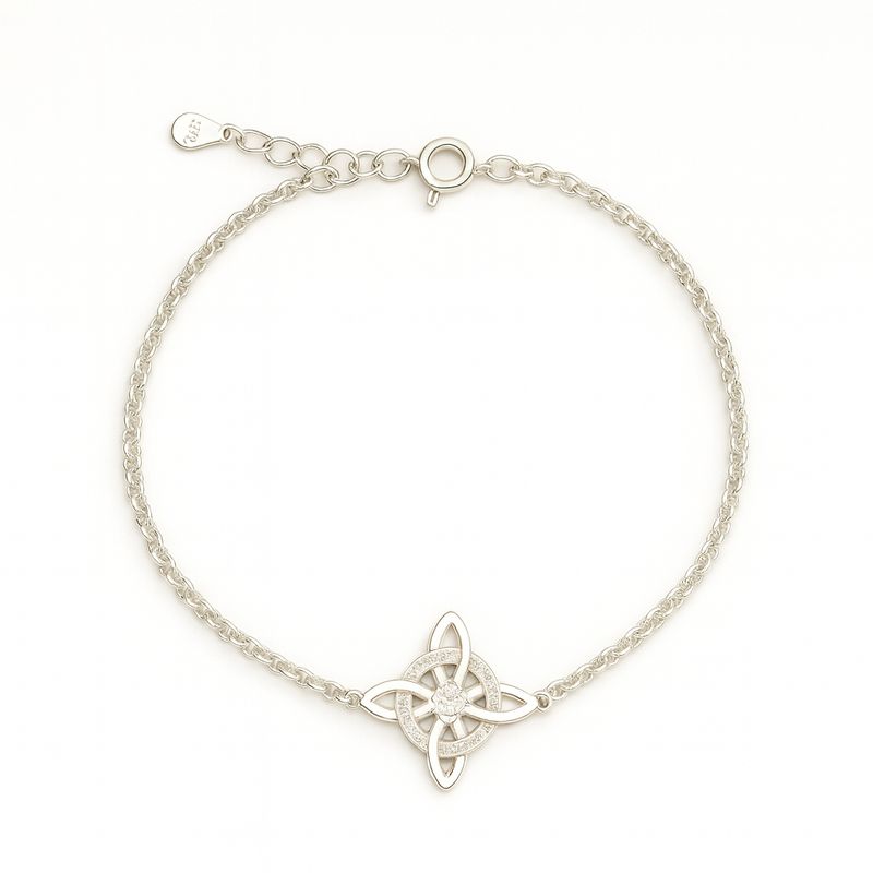 LK LUKSO - Pulsera Nudo de Bruja Circón en Plata 925 Elegante